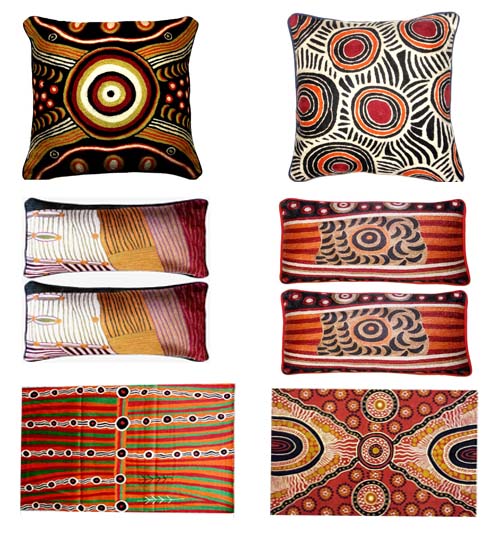 Aboriginal rugs and cushions Aboriginal fabric, Handmade artwork